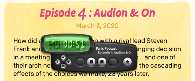 A screenshot of the podcast page, displaying audio controlled by an Audion face.